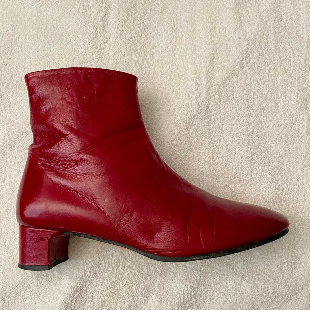 Zara Red Leather Ankle Booties - Picture 4 of 13